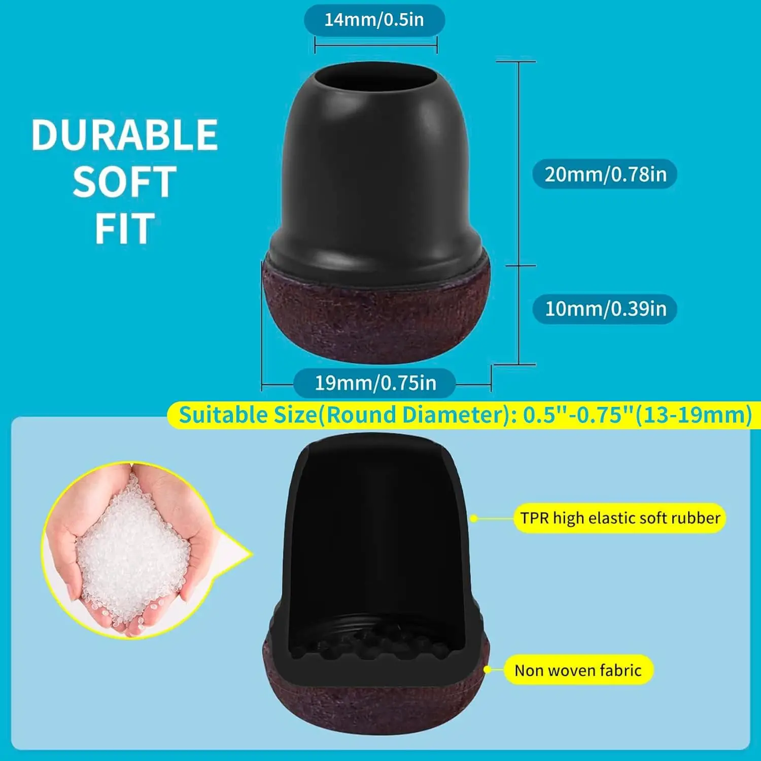 8pcs Chair Leg Floor Protectors Foot Cover Diagonal with Thick Wrap Felt Pads Silicone Furniture Table Feet Protect Floors