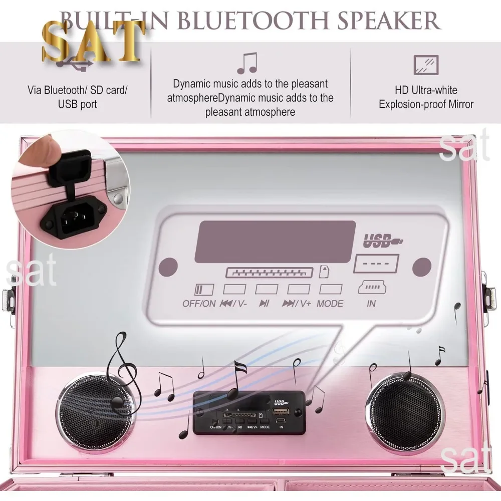 # Hot Sales Portable Rolling Manicure Table Foldable Traveling Nail Desk W/Storage Bluetooth Player Cosmetic Trolley Case Nail T