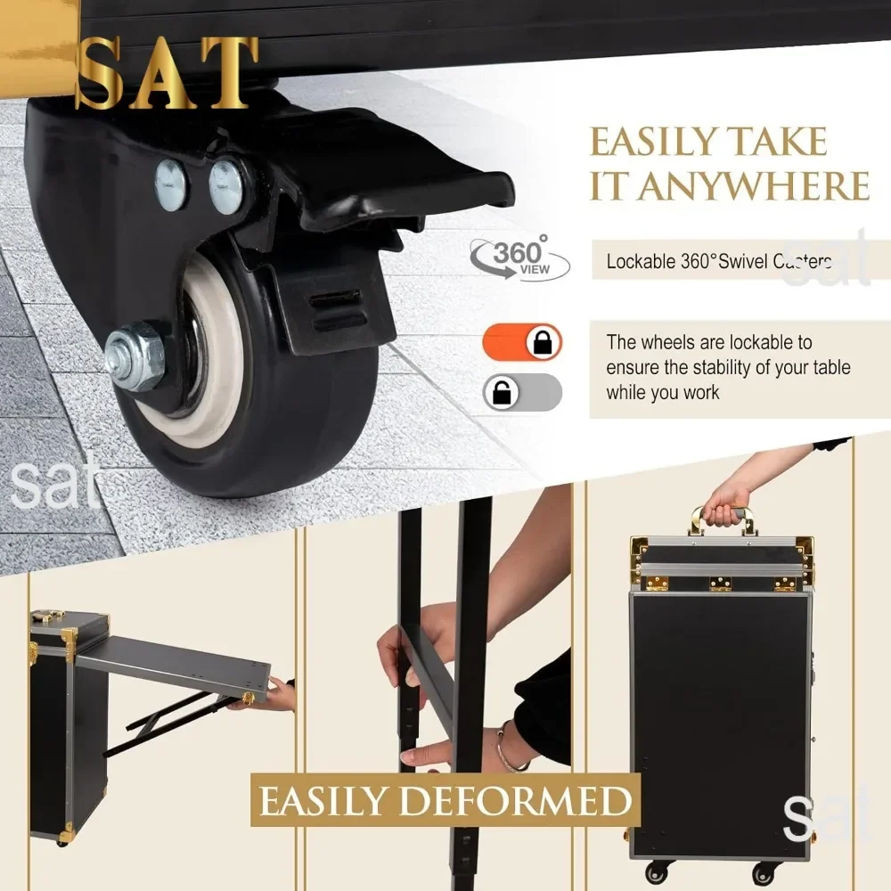 # Hot Sales Portable Rolling Manicure Table Foldable Traveling Nail Desk W/Storage Bluetooth Player Cosmetic Trolley Case Nail T