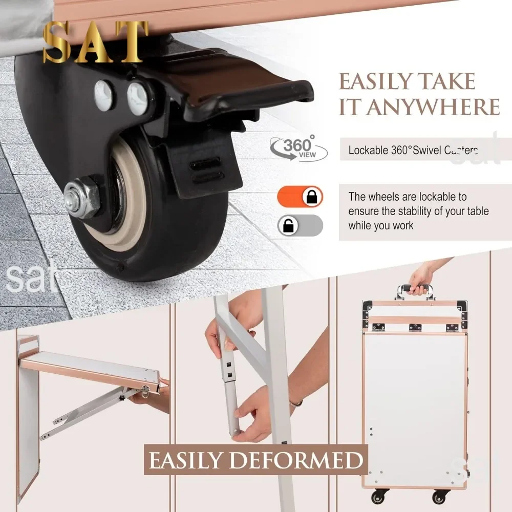# Hot Sales Portable Rolling Manicure Table Foldable Traveling Nail Desk W/Storage Bluetooth Player Cosmetic Trolley Case Nail T