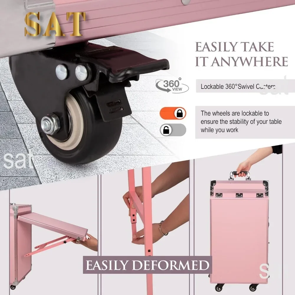 # Hot Sales Portable Rolling Manicure Table Foldable Traveling Nail Desk W/Storage Bluetooth Player Cosmetic Trolley Case Nail T
