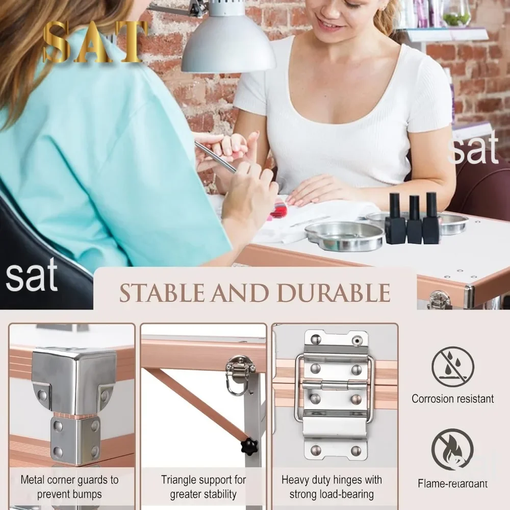 # Hot Sales Portable Rolling Manicure Table Foldable Traveling Nail Desk W/Storage Bluetooth Player Cosmetic Trolley Case Nail T
