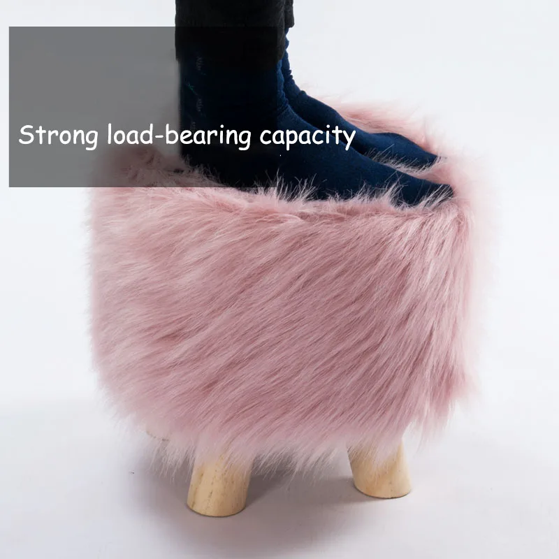 Adorable Shoes-changing Stool Plush Wooden Footrest Removable Chair Cover Soft Seat Cushion Home Decor Furnitu 가구 걸상