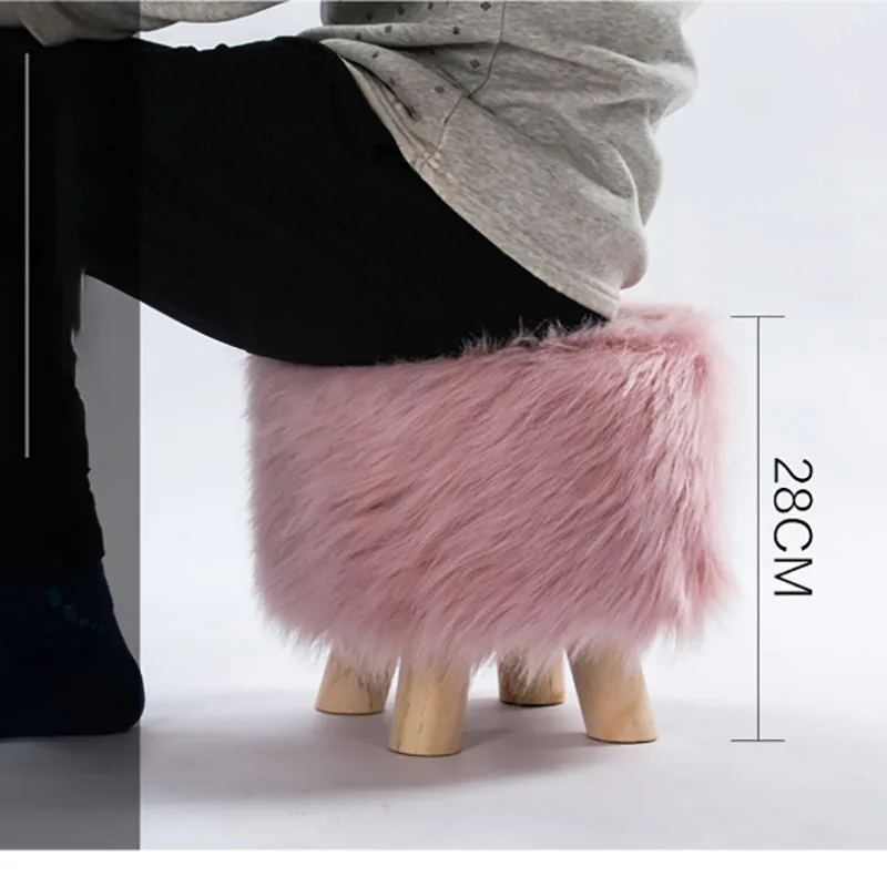 Adorable Shoes-changing Stool Plush Wooden Footrest Removable Chair Cover Soft Seat Cushion Home Decor Furnitu 가구 걸상