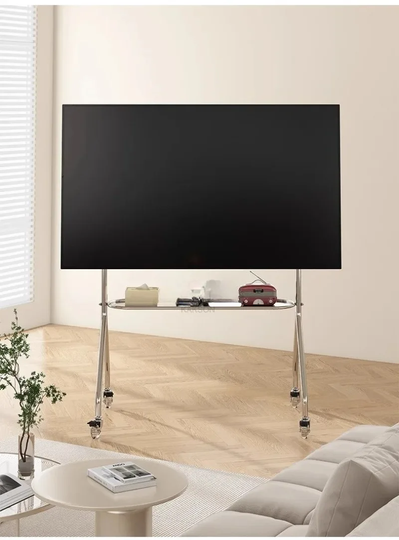 Nordic Simple TV Racks Stainless Steel Material TV Stand Multifunctional Mobile Rack for Young Families Living Room Furniture