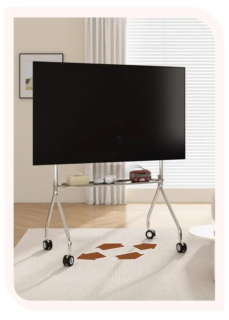 Nordic Simple TV Racks Stainless Steel Material TV Stand Multifunctional Mobile Rack for Young Families Living Room Furniture