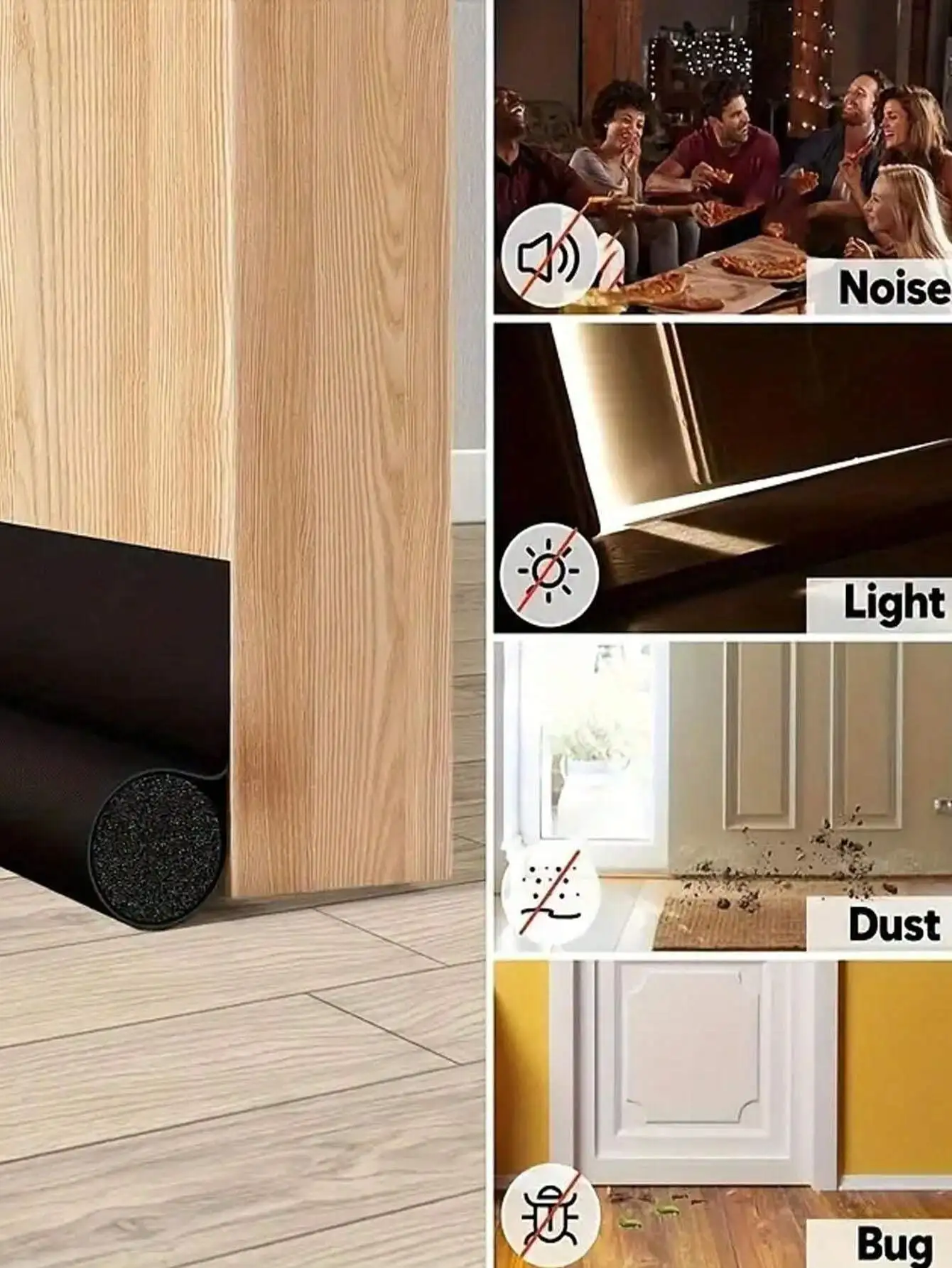 1pcs Plain Door Sealing Strip Baby Room Sound Insulation And Dustproof Sealing Strip Curry Leather Single Side