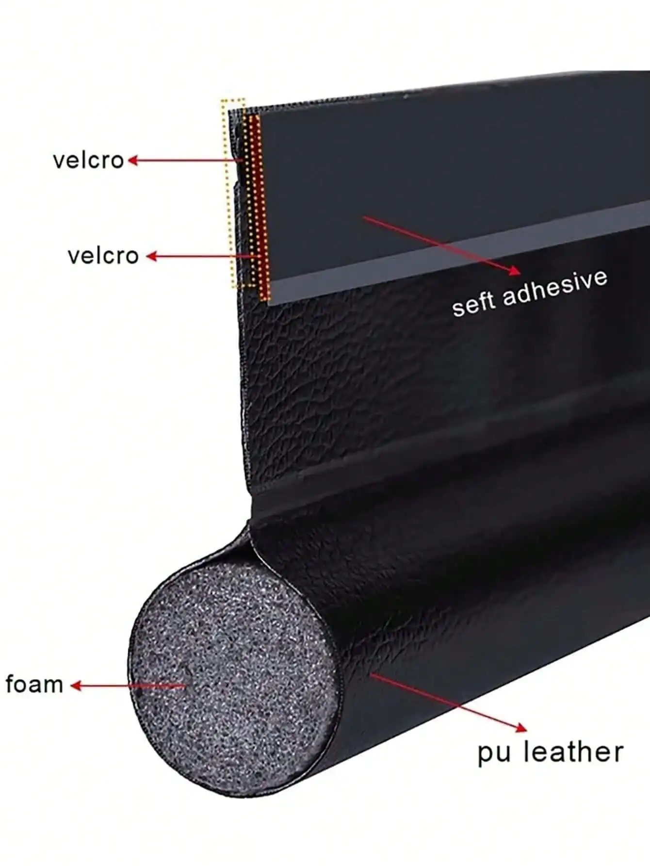 1pcs Plain Door Sealing Strip Baby Room Sound Insulation And Dustproof Sealing Strip Curry Leather Single Side