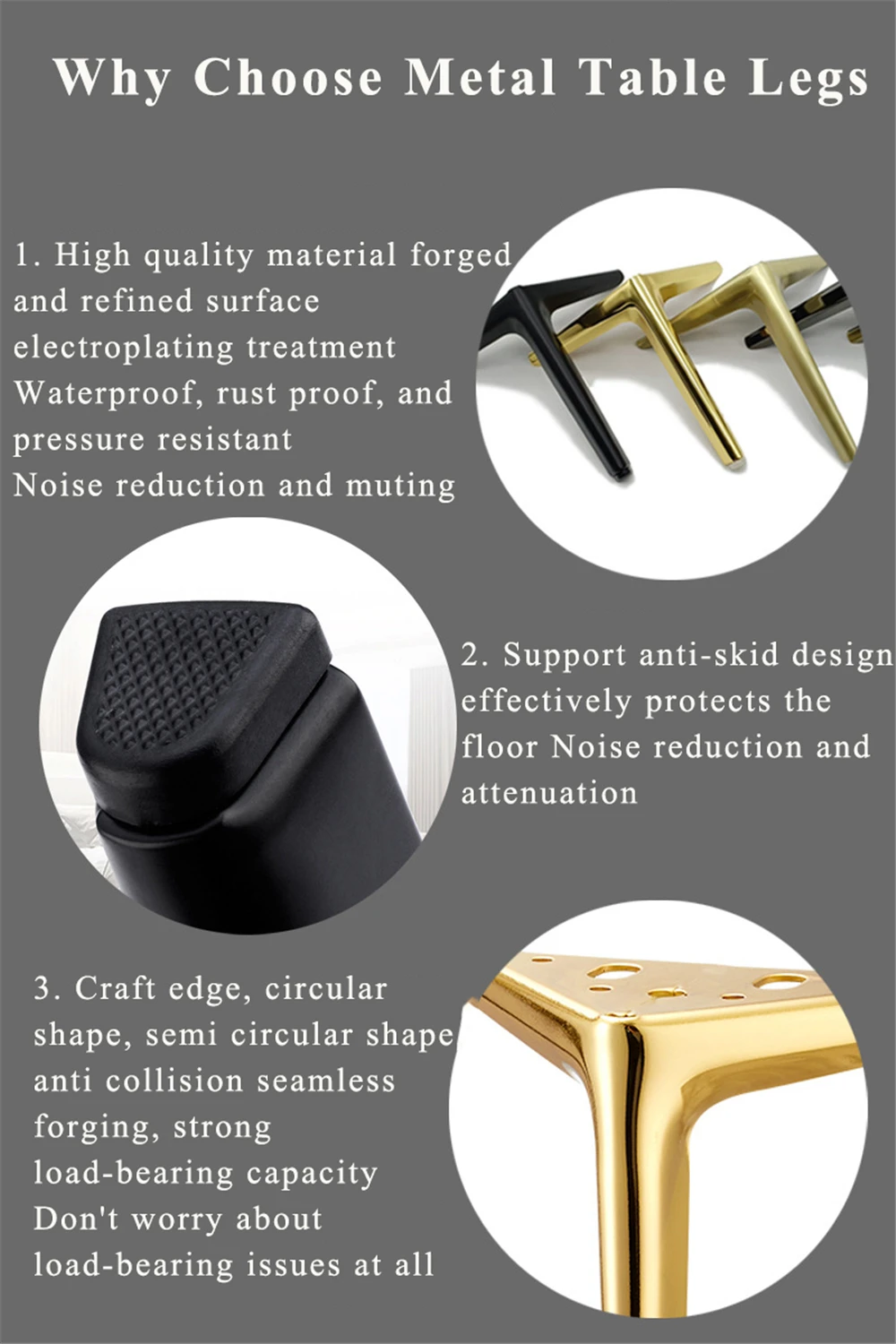 4PCS Metal Furniture Legs TV Cabinet Bed Coffee Table Leg Black Gold Silver Desk Stool Chair Foot Sofa Hardware Replacement Leg