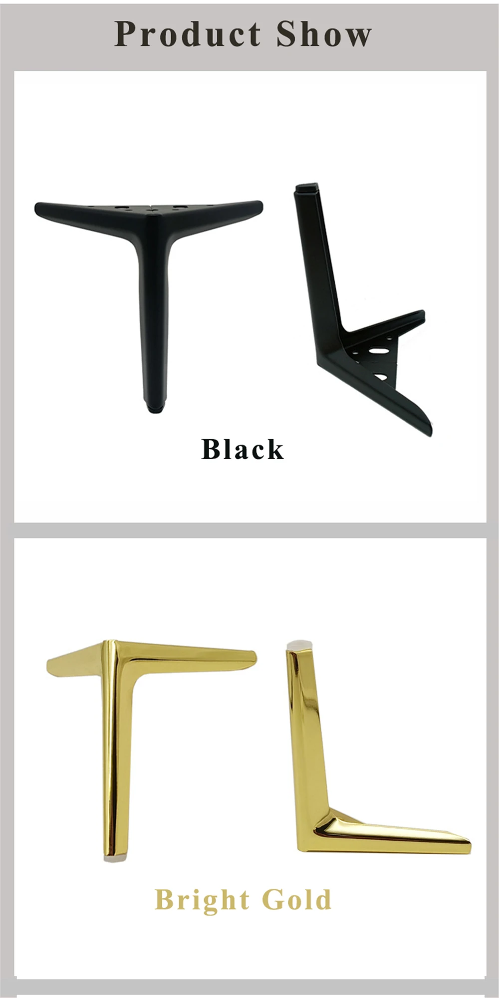 4PCS Metal Furniture Legs TV Cabinet Bed Coffee Table Leg Black Gold Silver Desk Stool Chair Foot Sofa Hardware Replacement Leg