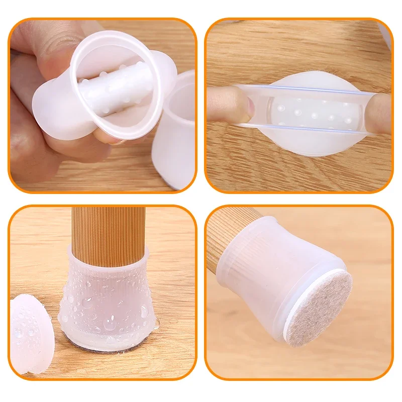 16Pcs Silicone Chair Leg Floor Protectors with Non-slip Felt Furniture Cups for Hardwood Floors, Protect Floors from Scratches