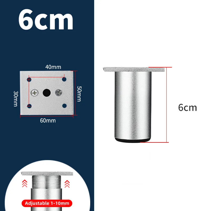 1Pcs 6-40cm Thickened Aluminum Alloy Cabinet Feet Metal Furniture Legs Adjustable TV Cabinet Support Bed Sofa Foot with Screws