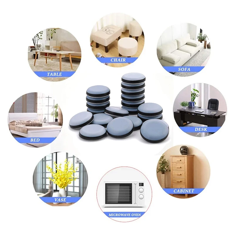 4/8pcs Self-Adhesive Moving Glides Mover Pads For Tables Sofas Chair Round Or Square Rubber Feet Furniture Legs Pads Sliders