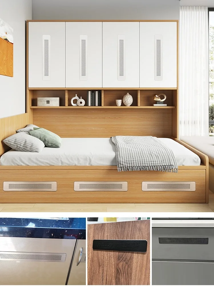 1Pc Aluminum Rectangular Furniture Air Grille Ventilation Cover With Small Round Holes Pattern For Closet Cupboard