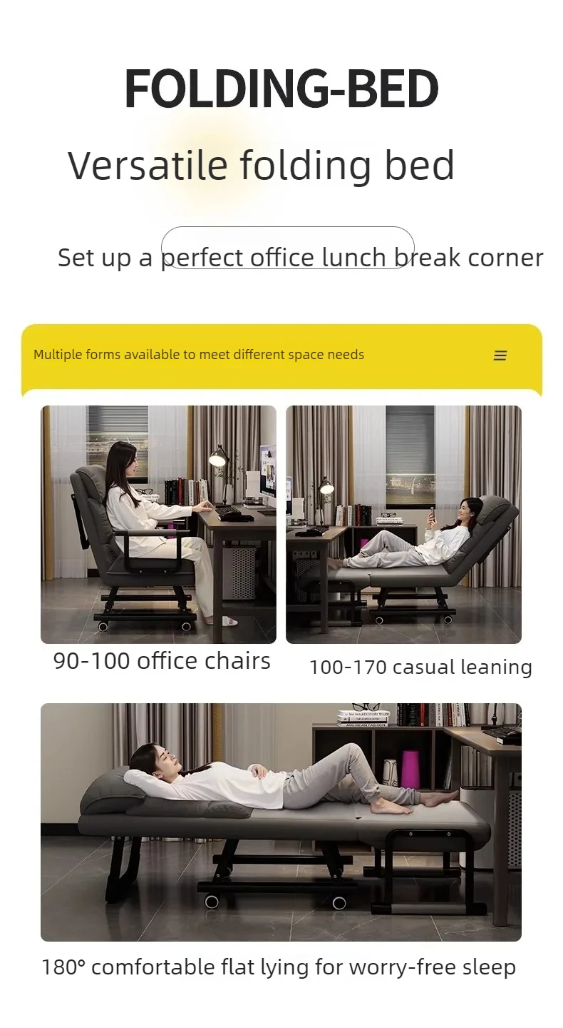 Foldable Recliner Chair Multifunctional Lounger for Office Ergonomic Computer Desk Sofa Chair with Adjustable Backrest Nap Bed