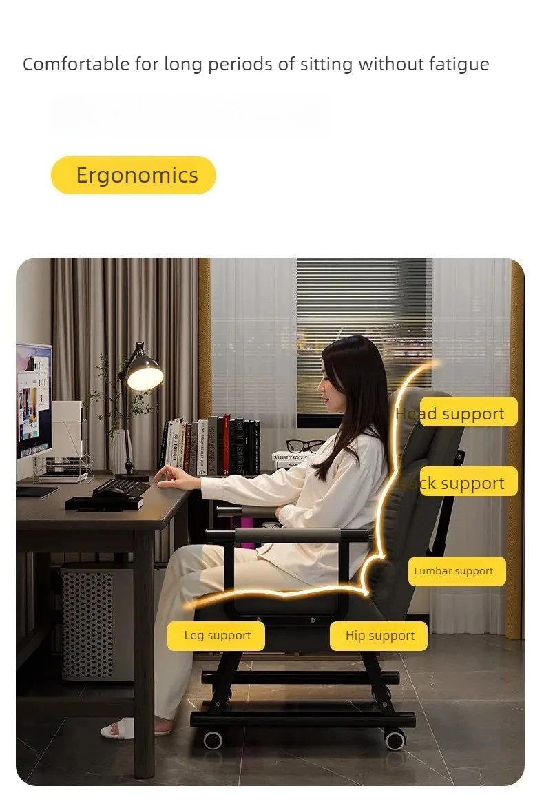 Foldable Recliner Chair Multifunctional Lounger for Office Ergonomic Computer Desk Sofa Chair with Adjustable Backrest Nap Bed
