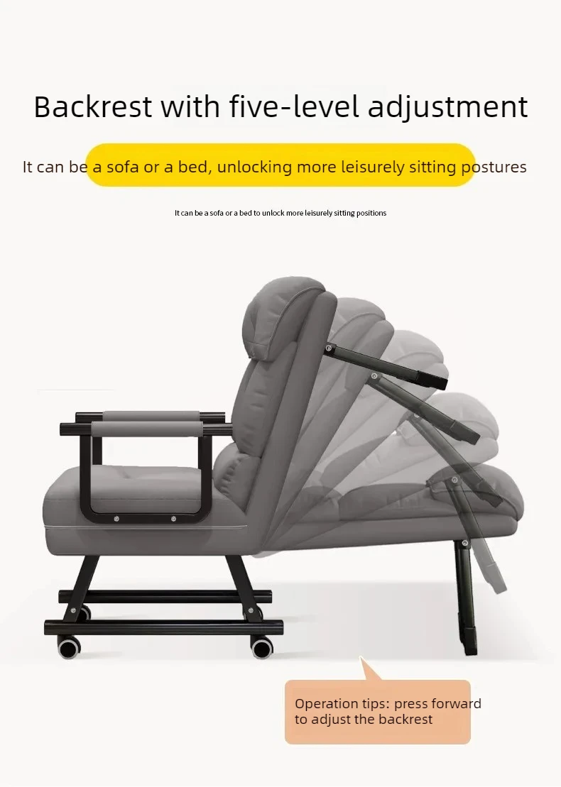 Foldable Recliner Chair Multifunctional Lounger for Office Ergonomic Computer Desk Sofa Chair with Adjustable Backrest Nap Bed