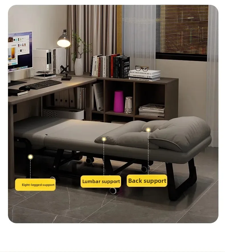 Foldable Recliner Chair Multifunctional Lounger for Office Ergonomic Computer Desk Sofa Chair with Adjustable Backrest Nap Bed