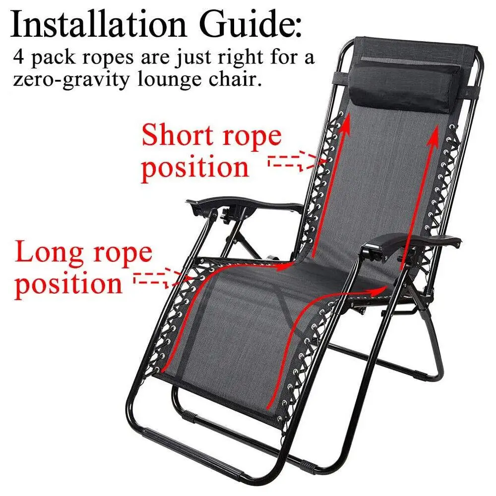 4Pcs/set Sun Loungers Fixing Elastic Cord Rope Reclining Chair Replacement Repair Cord Kit