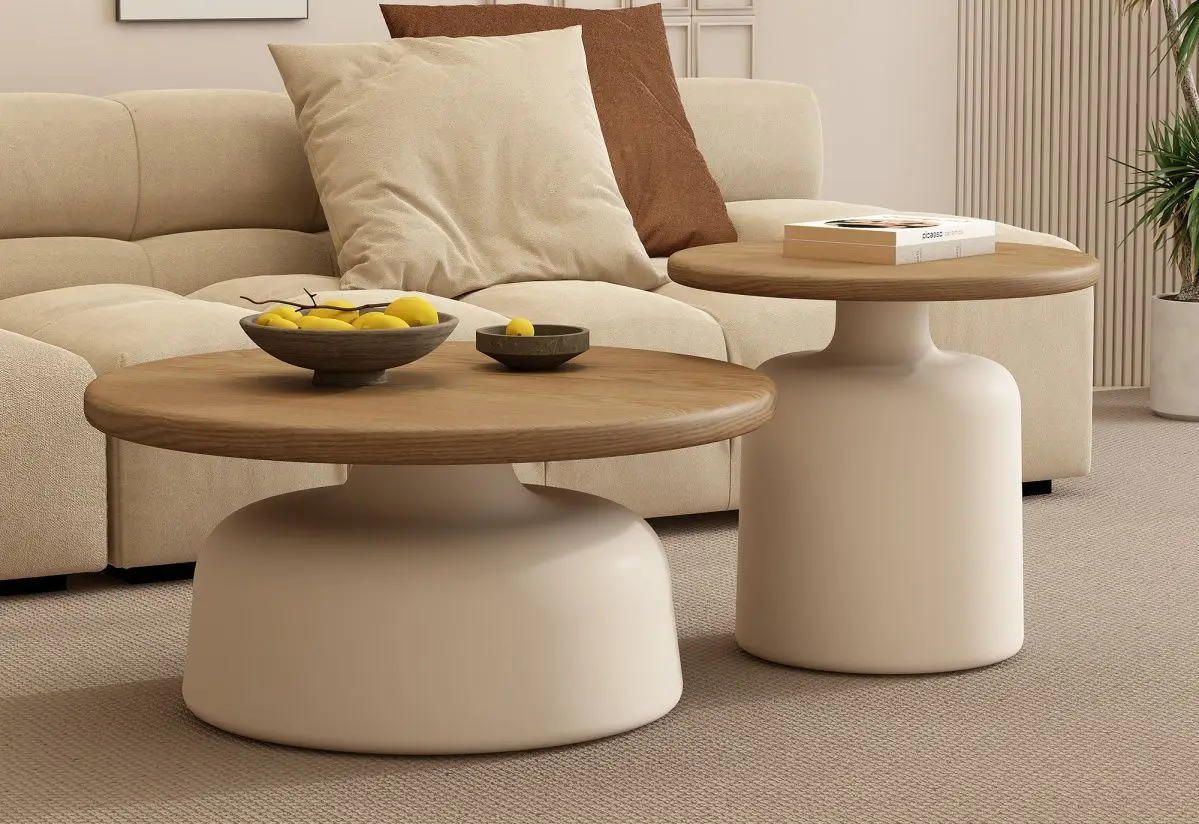 Stylish Apartment Coffee Table Living Room Center Table Minimalist Iron Round Desk for Small Apartment/Homestay Coffee Tables