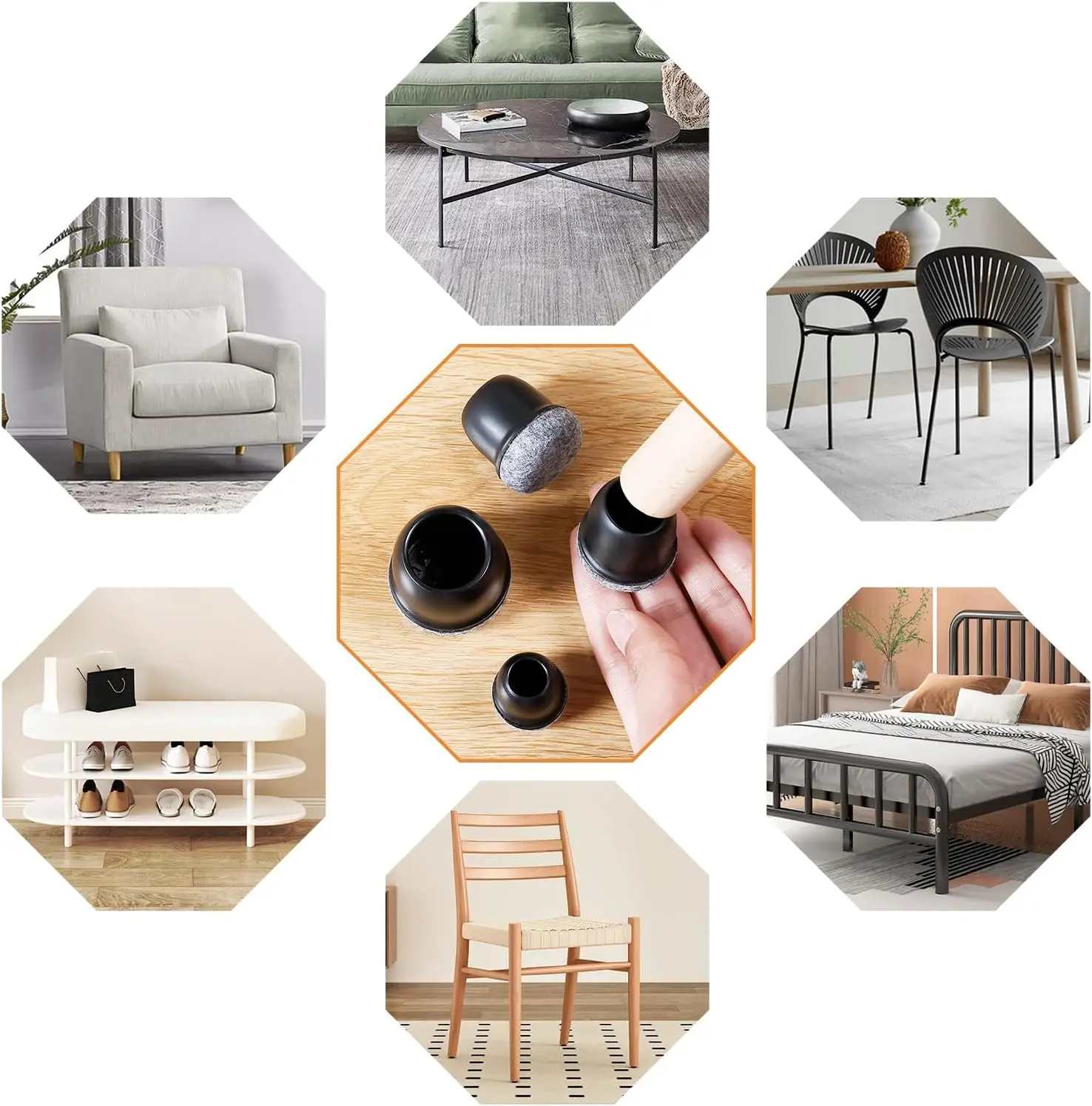 Chair Leg Floor Protectors Felt Foot Cover Silicone Diagonal with Thick Wrap Felt Pads Furniture Table Feet Protect Floors