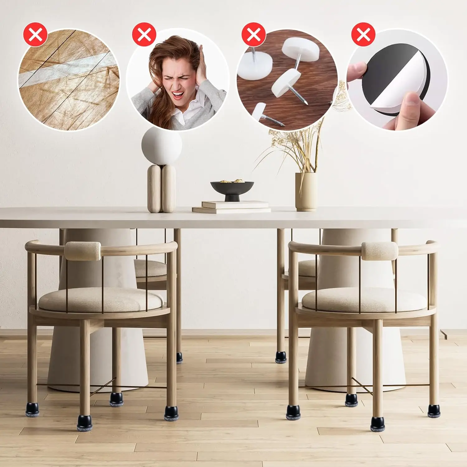 Chair Leg Floor Protectors Felt Foot Cover Silicone Diagonal with Thick Wrap Felt Pads Furniture Table Feet Protect Floors