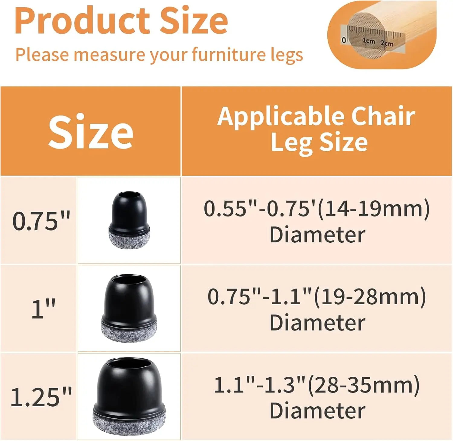 Chair Leg Floor Protectors Felt Foot Cover Silicone Diagonal with Thick Wrap Felt Pads Furniture Table Feet Protect Floors