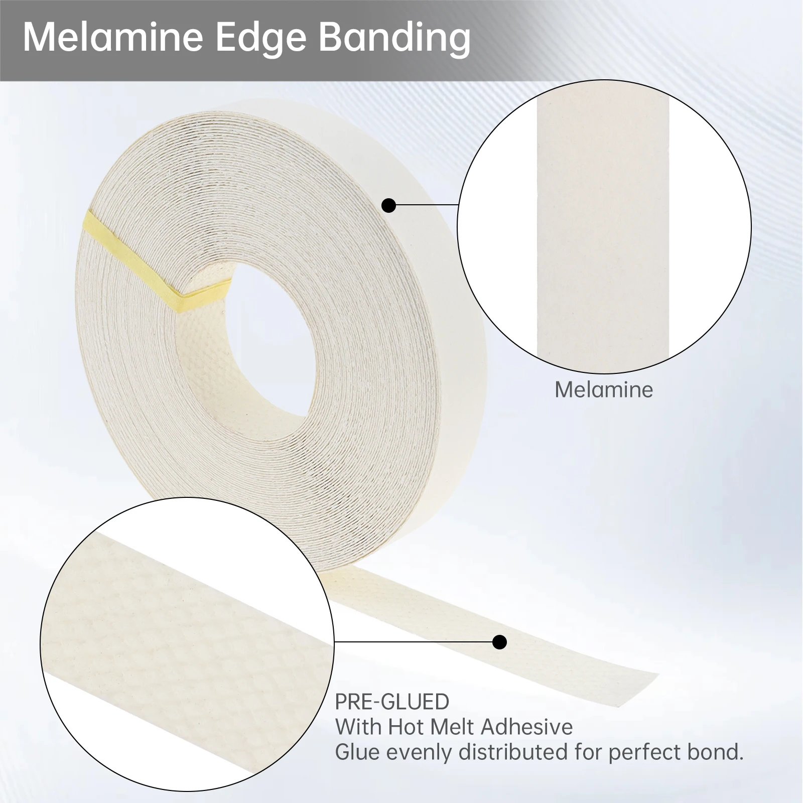 1.9 cm X 15m Hot Melt Adhesive Melamine Edge Banding Flexible Veneer Edging for Plywood Table / Cabinet, Pre-glued Veneer Edging