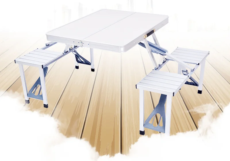 Outdoor Camping Folding Table/Desk And Chair One Table Four Chairs Aluminum Alloy Connected Portable Folding Picnic Table