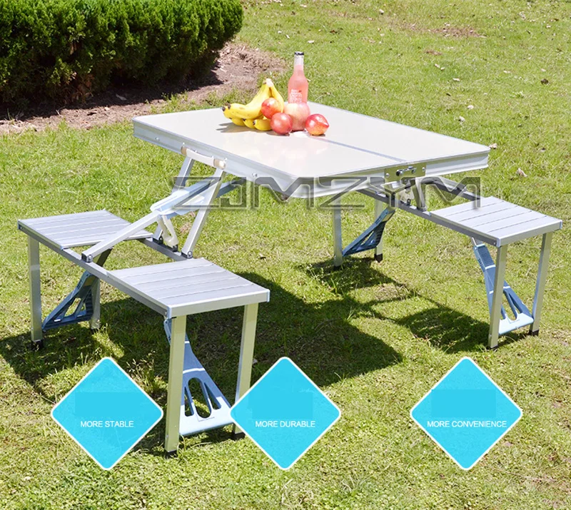 Outdoor Camping Folding Table/Desk And Chair One Table Four Chairs Aluminum Alloy Connected Portable Folding Picnic Table