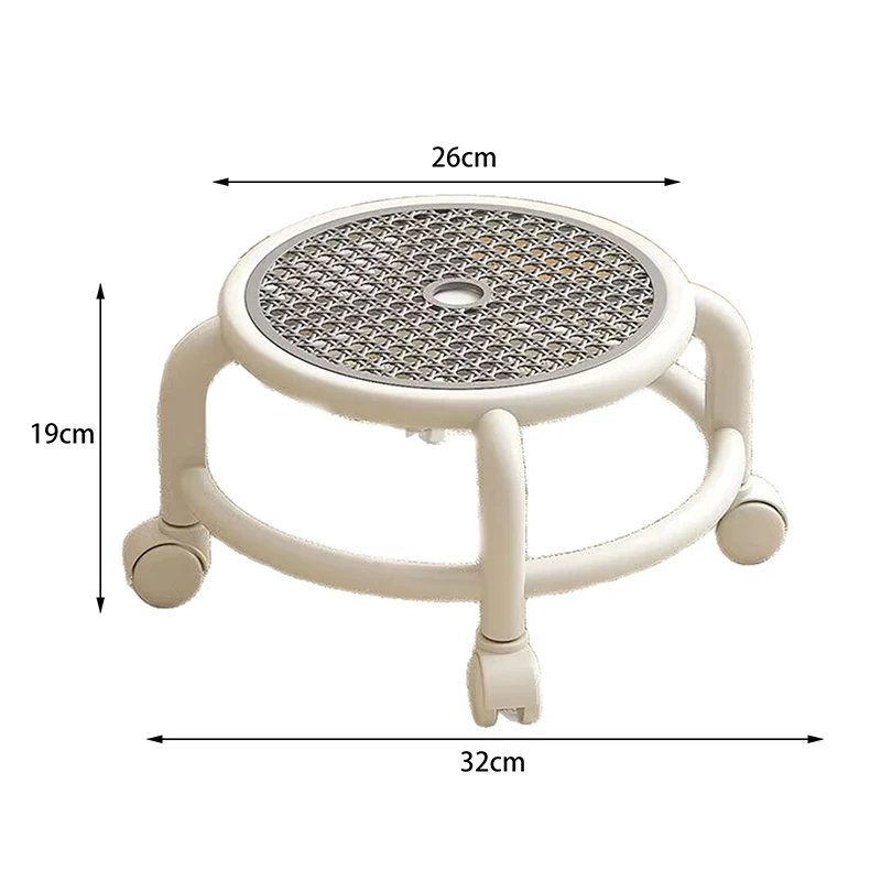 Swivel Rolling Stool Round Low Small Grey Universal Wheel Kids Adult Strong Capacity Practical Storage