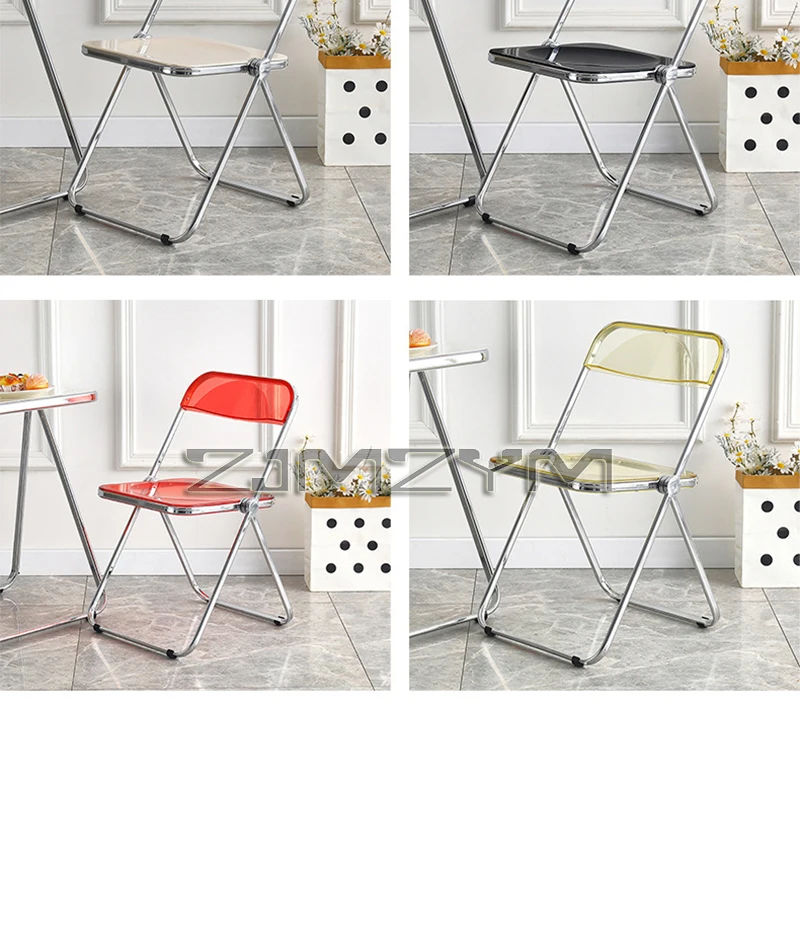 Fashion Acrylic Transparent Folding Chair Restaurant Household Dining Chairs Office Folding Chair Modern Clear Stool