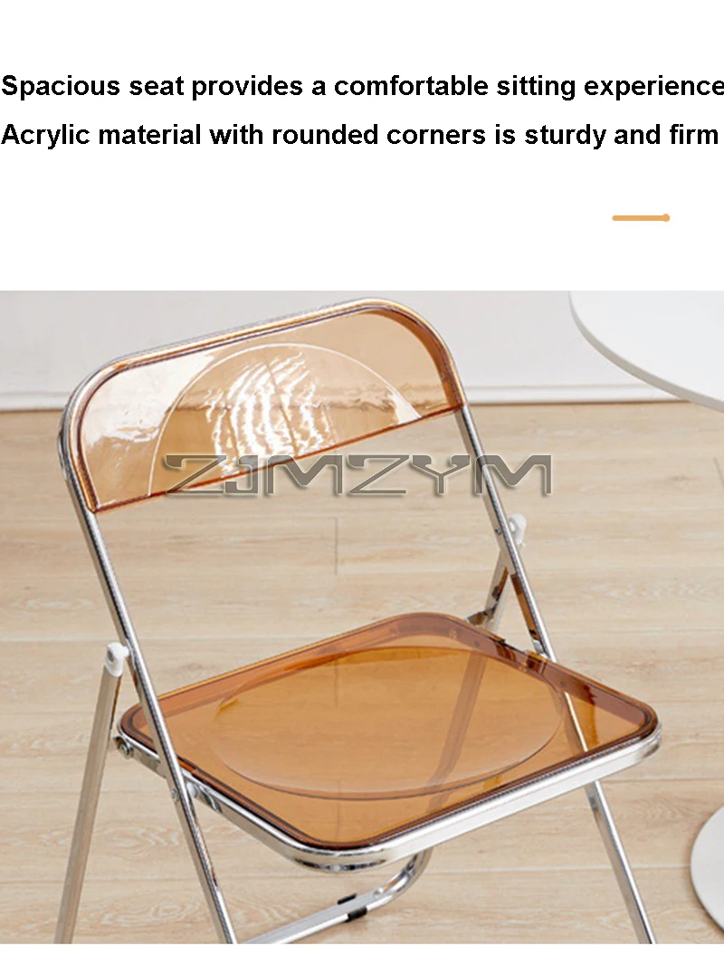 Fashion Acrylic Transparent Folding Chair Restaurant Household Dining Chairs Office Folding Chair Modern Clear Stool