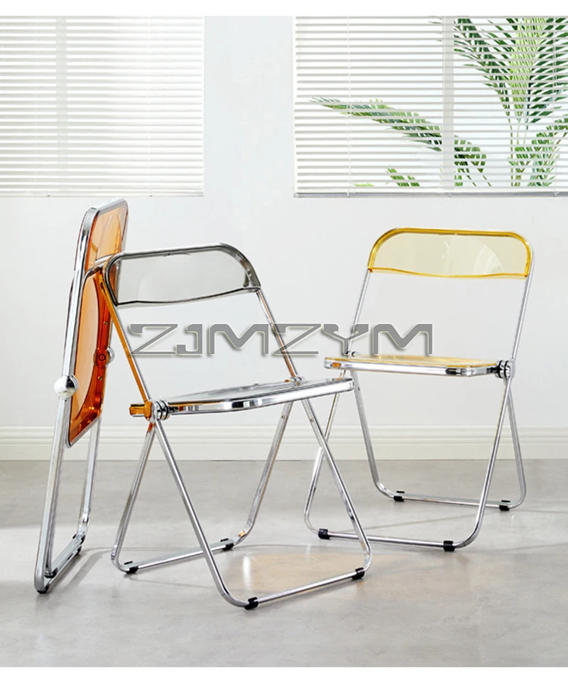 Fashion Acrylic Transparent Folding Chair Restaurant Household Dining Chairs Office Folding Chair Modern Clear Stool