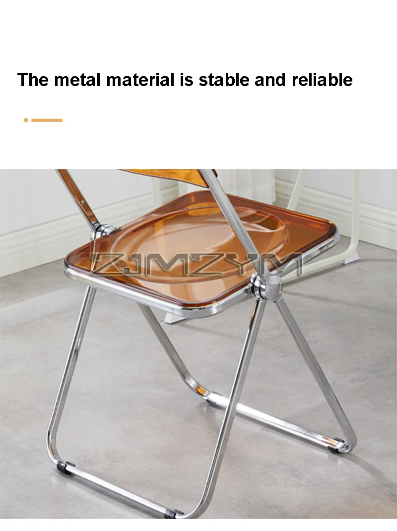 Fashion Acrylic Transparent Folding Chair Restaurant Household Dining Chairs Office Folding Chair Modern Clear Stool