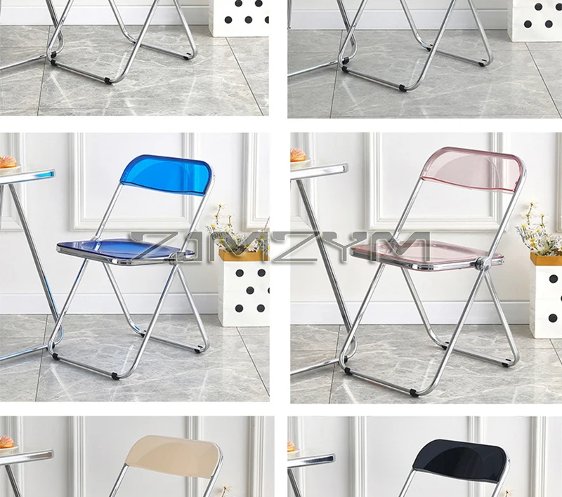 Fashion Acrylic Transparent Folding Chair Restaurant Household Dining Chairs Office Folding Chair Modern Clear Stool