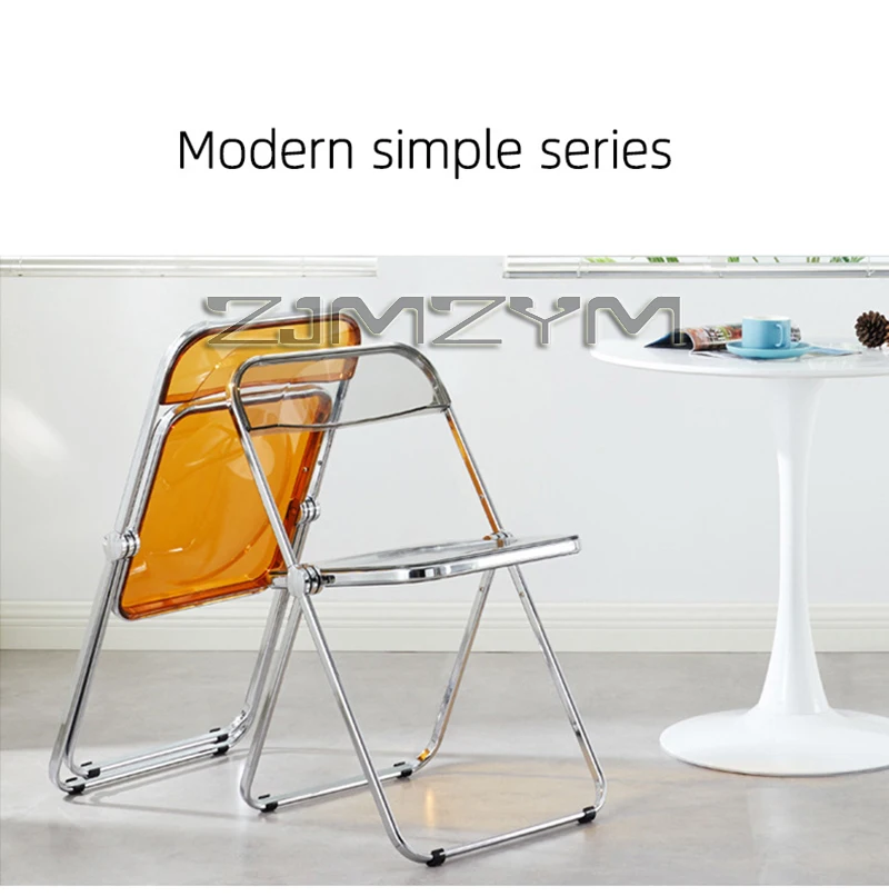 Fashion Acrylic Transparent Folding Chair Restaurant Household Dining Chairs Office Folding Chair Modern Clear Stool