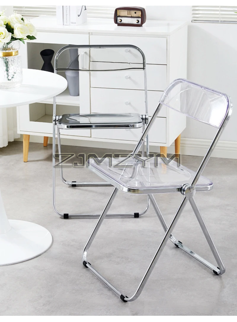 Fashion Acrylic Transparent Folding Chair Restaurant Household Dining Chairs Office Folding Chair Modern Clear Stool