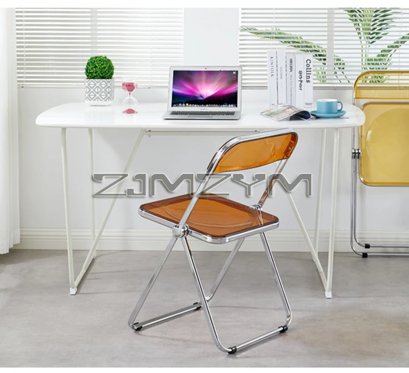 Fashion Acrylic Transparent Folding Chair Restaurant Household Dining Chairs Office Folding Chair Modern Clear Stool