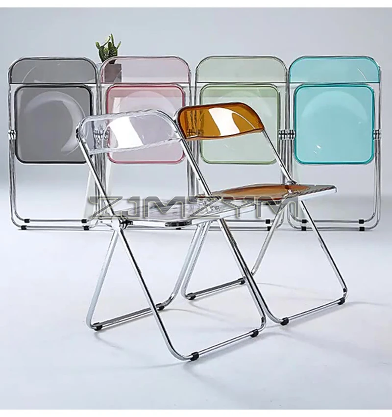 Fashion Acrylic Transparent Folding Chair Restaurant Household Dining Chairs Office Folding Chair Modern Clear Stool