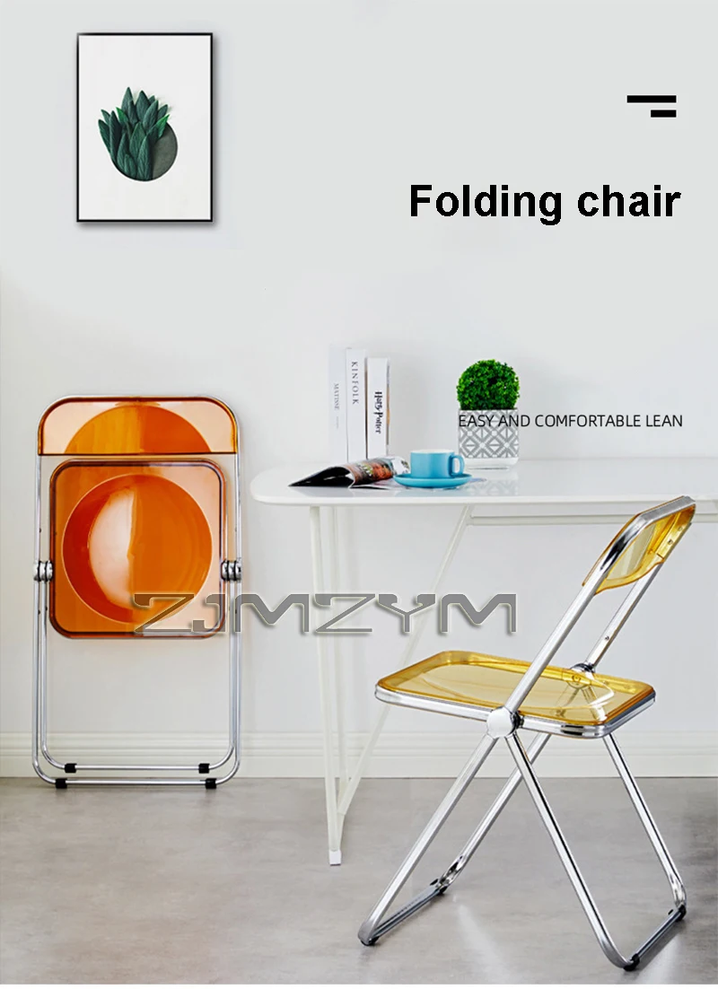 Fashion Acrylic Transparent Folding Chair Restaurant Household Dining Chairs Office Folding Chair Modern Clear Stool
