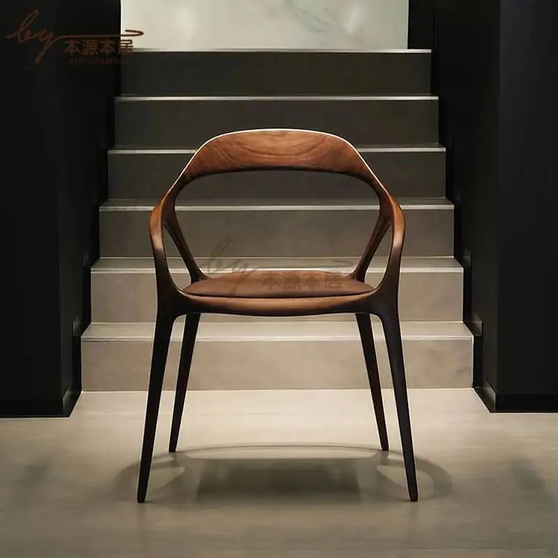 Cadeira Relaxing Dining Chairs Design Individual Armchair Luxury Vintage Modern Home Dining Chairs Wooden Furniture AB50CY