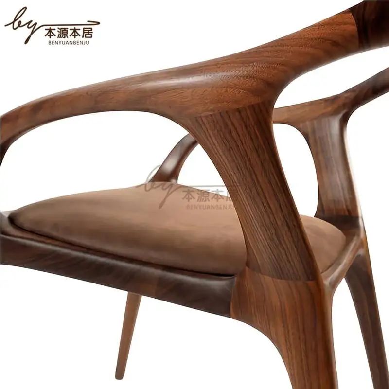 Cadeira Relaxing Dining Chairs Design Individual Armchair Luxury Vintage Modern Home Dining Chairs Wooden Furniture AB50CY