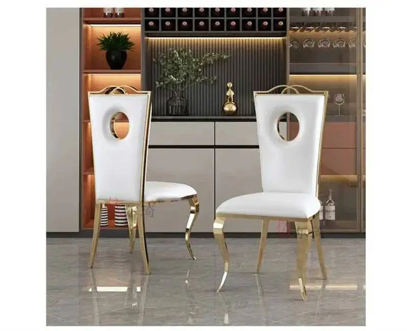 Steel Stainless Furniture Modern Dining Chairs Home Dining Table Chairs Nordic Flannel Dinning Chair Restaurant Backrest Chair M