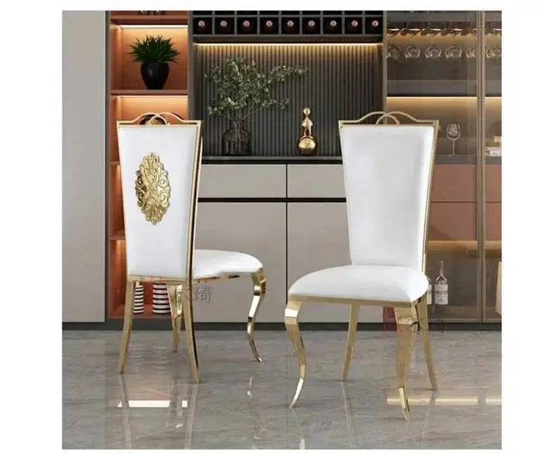 Steel Stainless Furniture Modern Dining Chairs Home Dining Table Chairs Nordic Flannel Dinning Chair Restaurant Backrest Chair M