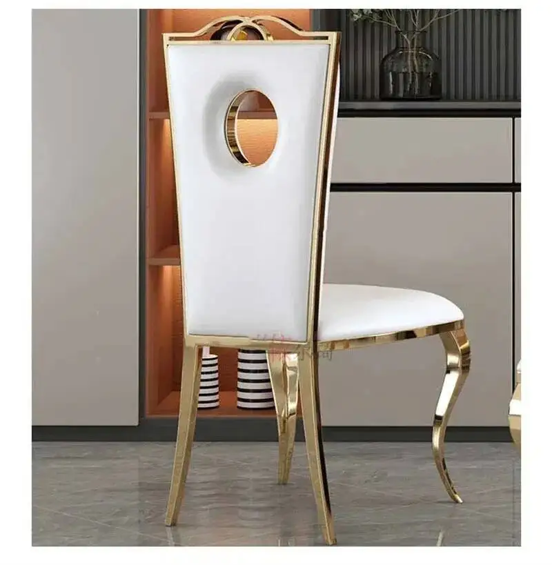 Steel Stainless Furniture Modern Dining Chairs Home Dining Table Chairs Nordic Flannel Dinning Chair Restaurant Backrest Chair M