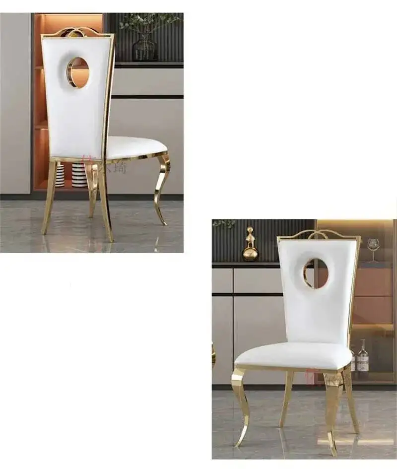 Steel Stainless Furniture Modern Dining Chairs Home Dining Table Chairs Nordic Flannel Dinning Chair Restaurant Backrest Chair M