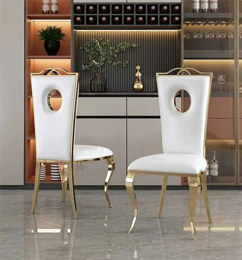 Steel Stainless Furniture Modern Dining Chairs Home Dining Table Chairs Nordic Flannel Dinning Chair Restaurant Backrest Chair M