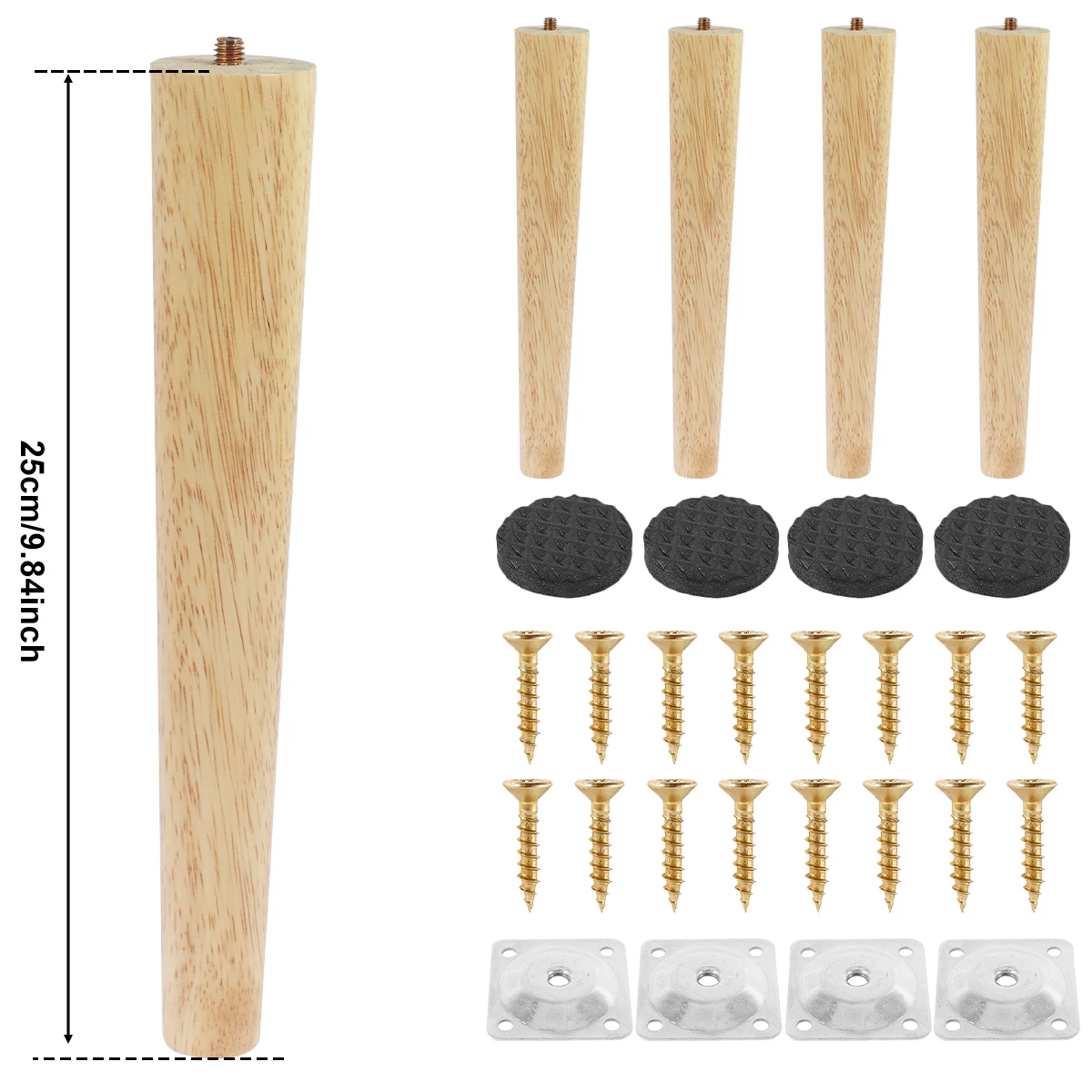 4 Pack Furniture Legs Wooden Solid Furniture Feet Oblique/Straight Table Feet Home Non-slip Chair Replacement Feet Sloping Foot