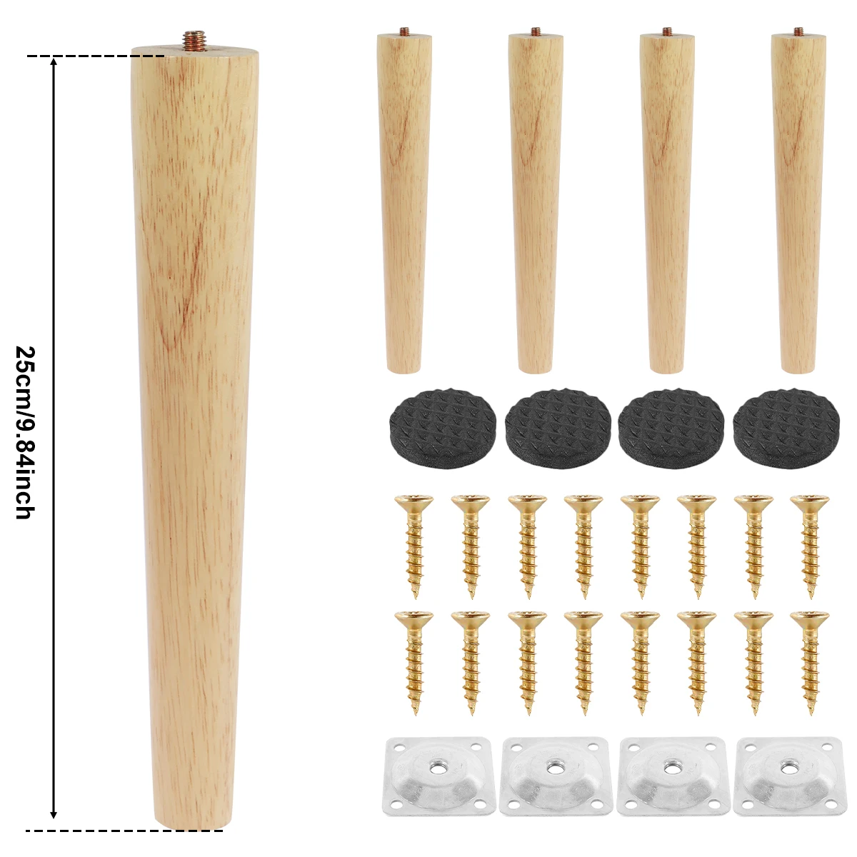 4 Pack Furniture Legs Wooden Solid Furniture Feet Oblique/Straight Table Feet Home Non-slip Chair Replacement Feet Sloping Foot